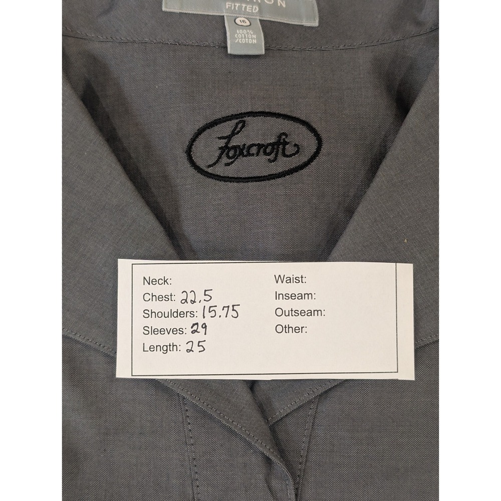 Foxcroft Fitted Non Iron Gray Button Down Long Sleeve Shirt Womens Size 16 Top - Picture 6 of 6